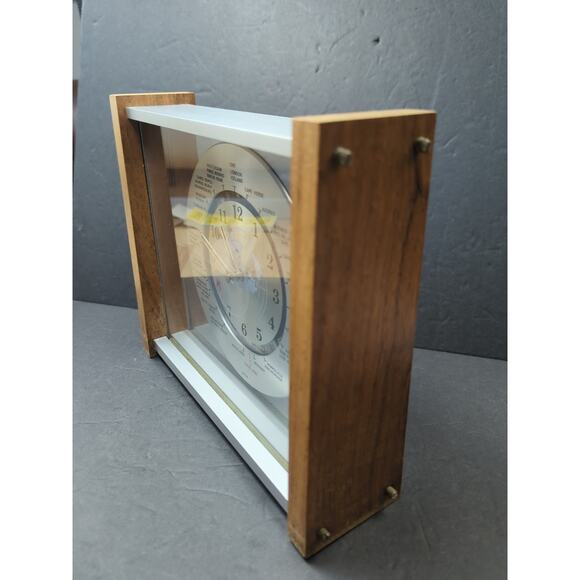 VTG MCM Verichron GMT World Time Quartz Mantel Clock Works Red Airplane 2nd Hand - Picture 5 of 12